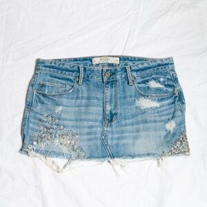 Abercrombie & Fitch Denim Mini Skirt with Sequin Details